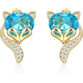 EleQueen 18K Gold Plated Fox Earrings for Women Teen Girls, Cubic Zirconia Crystal Cute Animal Huggie Hoop Earrings Jewelry Gift for Mother Daughter Girlfriend Wife