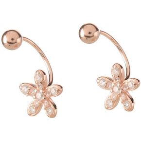 CZ Flower Dangle Ball Half Small Piercing Hoop Stud Earrings for Women Girls Sterling Silver Crystal Drop Front Back Huggie Hoops Tragus Curved Barbell Daith Rook Ear Body Ring 20G