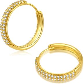 ToHeart 14k Cubic Zirconia Hoop Earrings | Minimalist Gold Huggie Hoop Earrings Gifts Bff Birthday, Silver, No Gemstone in Kuwait