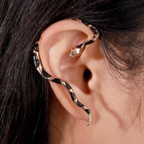 Zeshimb Gold Snake Ear Cuff Snake Wrap Ear Clip Earring Crystal Snake Climber Crawler Earrings Punk Right Ear Cuff Non-Piercing Serpent Wrap Earrings Jewelry for Women Girls in Saudi Arabia