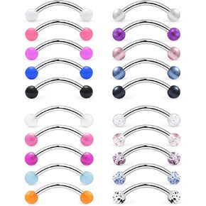 Octptiy 16 جرام 3 مللي متر الحاجب خواتم الرخ أقراط منحني الحديد البطن الشفاه الزنمة الدائري ثقب المجوهرات 20 قطعة in Kuwait