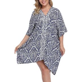 HDE Womens UPF 30+ Short Kaftan Cover Up Oversize Plus Size Swimsuit Shirt Dress in Kuwait