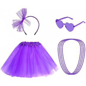 80s Women Costume Set 80s Costume Accessories Tutu Wristband Headband Earring Necklace Gloves Leg Warmers Outfit for Women
