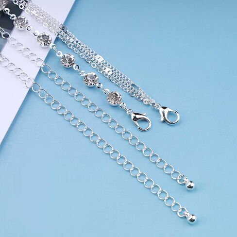 Iaceble Layered Crystal Lariat Necklace Silver Long Y Necklace Chain Cz Station Choker Necklace Boho Rhinestone Y Drop Necklace Chain Jewelry for Women and Girls in Saudi Arabia