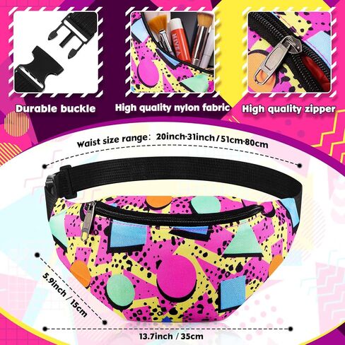 Ylinge 3 قطع 80s 90s Fanny Pack Retro الخصر حزم قابل للتعديل عارضة الخصر حقيبة النيون خمر المشي لمسافات طويلة حزام الخصر حزم لجميع القديسين ماردي غرا الرجال النساء كرنفال يوم الكتاب العالمي الملحقات (نمط الرواية) in Kuwait