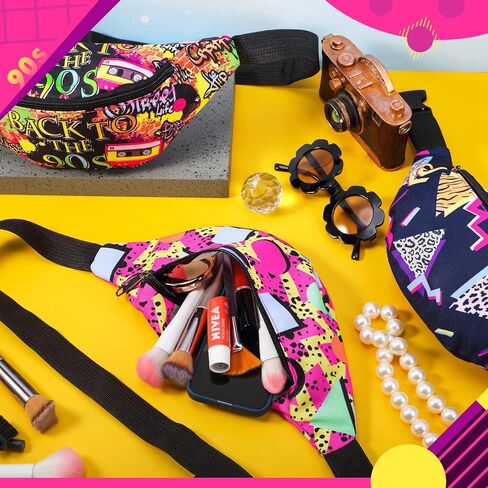 Ylinge 3 قطع 80s 90s Fanny Pack Retro الخصر حزم قابل للتعديل عارضة الخصر حقيبة النيون خمر المشي لمسافات طويلة حزام الخصر حزم لجميع القديسين ماردي غرا الرجال النساء كرنفال يوم الكتاب العالمي الملحقات (نمط الرواية) in Kuwait
