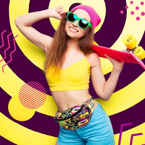 Ylinge 3 قطع 80s 90s Fanny Pack Retro الخصر حزم قابل للتعديل عارضة الخصر حقيبة النيون خمر المشي لمسافات طويلة حزام الخصر حزم لجميع القديسين ماردي غرا الرجال النساء كرنفال يوم الكتاب العالمي الملحقات (نمط الرواية) in Kuwait