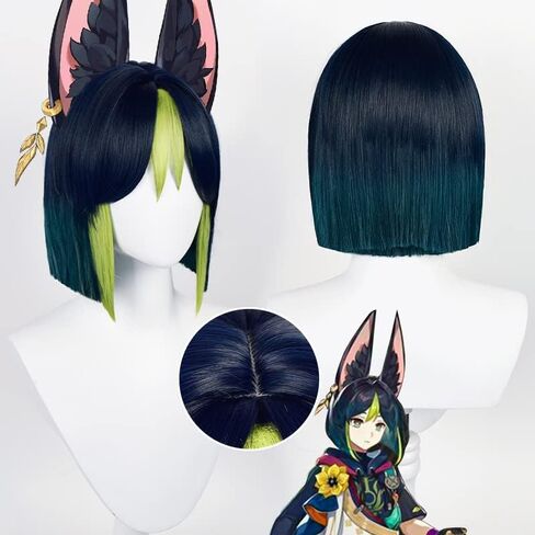 XiongXiongLe Cosplay Mika Schmidt شعر مستعار للرجال زي قصير أشقر عالي الحرارة من الحرير لاستبدال الشعر المستعار + قبعة للأولاد لعبة Genshin Impact Party Cos Festival عيد الميلاد والهالوين (Mika Schmidt) in Kuwait
