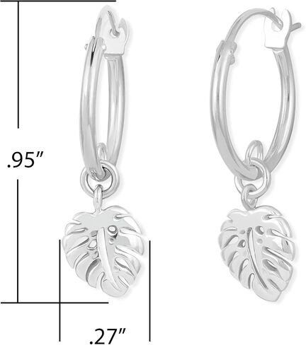 Boma Jewelry Sterling Silver Monstera Leaf Snap Down Closure Tube Hoop Earrings in Saudi Arabia