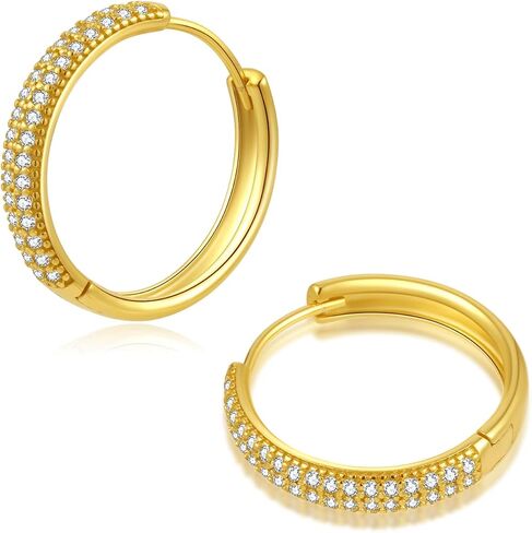 ToHeart 14k Cubic Zirconia Hoop Earrings | Minimalist Gold Huggie Hoop Earrings Gifts Bff Birthday, Silver, No Gemstone in Saudi Arabia
