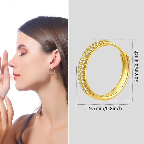 ToHeart 14k Cubic Zirconia Hoop Earrings | Minimalist Gold Huggie Hoop Earrings Gifts Bff Birthday, Silver, No Gemstone in Saudi Arabia