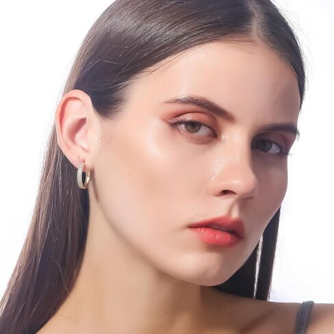 ToHeart 14k Cubic Zirconia Hoop Earrings | Minimalist Gold Huggie Hoop Earrings Gifts Bff Birthday, Silver, No Gemstone in Saudi Arabia