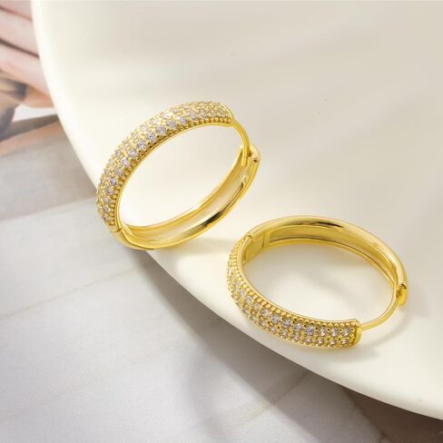 ToHeart 14k Cubic Zirconia Hoop Earrings | Minimalist Gold Huggie Hoop Earrings Gifts Bff Birthday, Silver, No Gemstone in Saudi Arabia