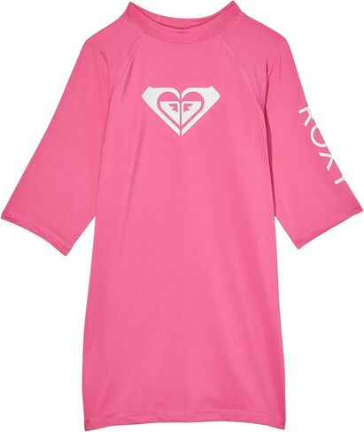Roxy Girl's Whole Hearted Short Sleeve Rashguard (Big Kids) Shocking Pink XS (7 Big Kid) in Saudi Arabia