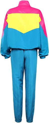 Powumie 80s 90s بدلة رياضية ريترو الهيب هوب مجموعات سترة واقية Colorblock قطعة واحدة ملابس موضة ديسكو رياضية in Kuwait