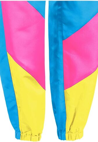 Powumie 80s 90s بدلة رياضية ريترو الهيب هوب مجموعات سترة واقية Colorblock قطعة واحدة ملابس موضة ديسكو رياضية in Kuwait