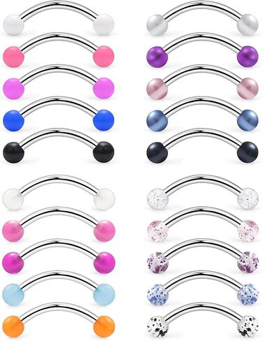 Octptiy 16 جرام 3 مللي متر الحاجب خواتم الرخ أقراط منحني الحديد البطن الشفاه الزنمة الدائري ثقب المجوهرات 20 قطعة in Kuwait