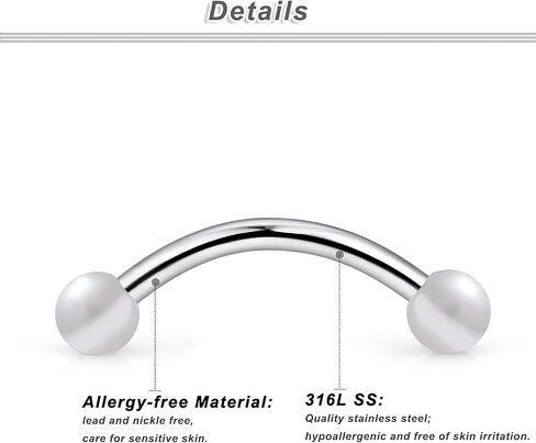 Octptiy 16 جرام 3 مللي متر الحاجب خواتم الرخ أقراط منحني الحديد البطن الشفاه الزنمة الدائري ثقب المجوهرات 20 قطعة in Kuwait