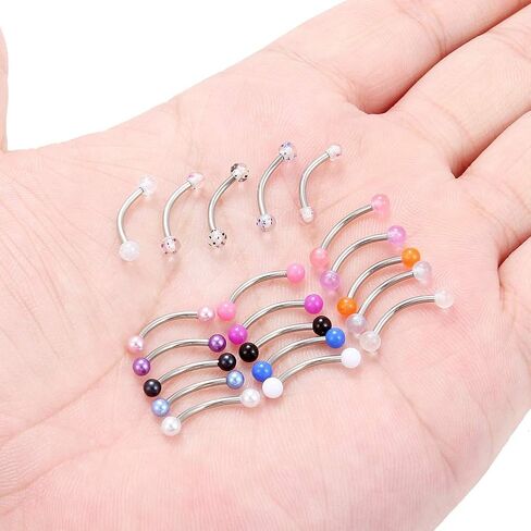 Octptiy 16 جرام 3 مللي متر الحاجب خواتم الرخ أقراط منحني الحديد البطن الشفاه الزنمة الدائري ثقب المجوهرات 20 قطعة in Kuwait