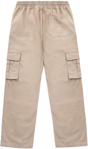 KGYA Men's Baggy Cargo Pants, Elastic Waist Wide Straight Legs Cotton Twill Trousers with 5 Pockets in Kuwait