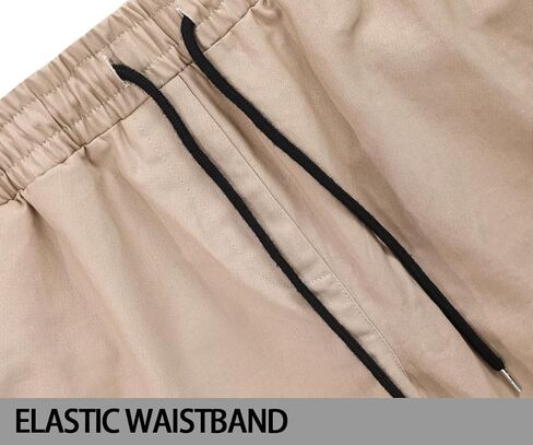 KGYA Men's Baggy Cargo Pants, Elastic Waist Wide Straight Legs Cotton Twill Trousers with 5 Pockets in Kuwait