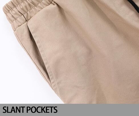 KGYA Men's Baggy Cargo Pants, Elastic Waist Wide Straight Legs Cotton Twill Trousers with 5 Pockets in Kuwait