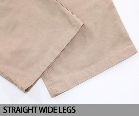 KGYA Men's Baggy Cargo Pants, Elastic Waist Wide Straight Legs Cotton Twill Trousers with 5 Pockets in Kuwait