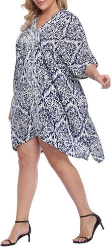 HDE Womens UPF 30+ Short Kaftan Cover Up Oversize Plus Size Swimsuit Shirt Dress in Kuwait