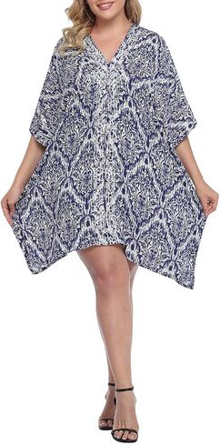 HDE Womens UPF 30+ Short Kaftan Cover Up Oversize Plus Size Swimsuit Shirt Dress in Kuwait