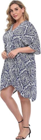 HDE Womens UPF 30+ Short Kaftan Cover Up Oversize Plus Size Swimsuit Shirt Dress in Kuwait