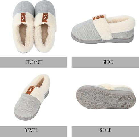 شباشب نسائية من Aopuro، شباشب شتوية منزلية مريحة مع بطانة من الفرو الصناعي، إسفنج ذو ذاكرة، نعل مطاطي مضاد للانزلاق، أحذية منفوشة للاستخدام الداخلي والخارجي in Kuwait