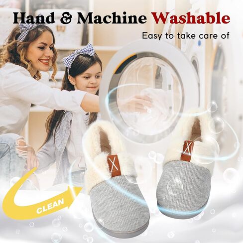 شباشب نسائية من Aopuro، شباشب شتوية منزلية مريحة مع بطانة من الفرو الصناعي، إسفنج ذو ذاكرة، نعل مطاطي مضاد للانزلاق، أحذية منفوشة للاستخدام الداخلي والخارجي in Kuwait