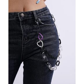 YERTTER Layered Acrylic Color Pants Chain Gothic Chunky Chain Jeans Chain Long Chain Pendant Heart Circle Ring Pocket Chain Hipster Chunky Thick Wallet Pocket Keychains Belt Waist Chain Women Men