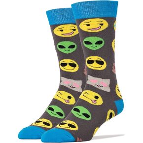جوارب ooohyeah Funny Emoji Crew للرجال، جوارب قطنية مجنونة، جوارب رائعة مبتكرة، مقاس الحذاء 8-13