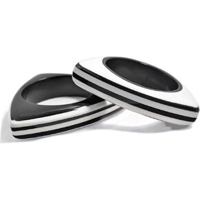 مجموعة بيانكو إي نيرو من بيور هاندز - سوار مخطط مصنوع يدويًا بتصميم حمار وحشي باللونين الأسود والأبيض للنساء (2.6 بوصة) in Kuwait