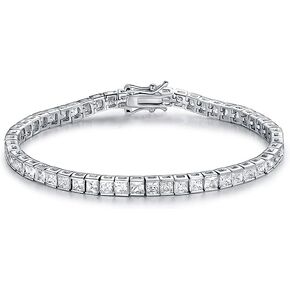 Gemsme White Gold Plated Square Bracelet for Women Classic Hypoallergenic 3.0mm Cubic Zirconia Tennis Bracelets 6.0/6.5/7.0/7.25/7.5/8.0 Inch in Kuwait