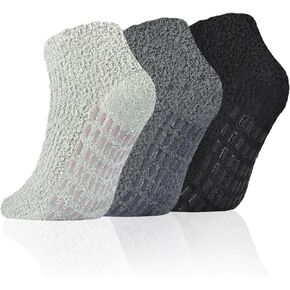 Slipper Socks Women Fuzzy Socks with Grips Men Warm Winter Non Slip Hospital Socks Youth Home Cozy Ankle Grip Socks 3/5 Pairs in Kuwait