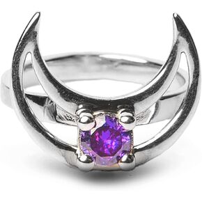 Rhea Moon Ring by Rogue+Wolf Halloween Silver Engagement Promise Crystal Wedding Rings for Women, Gothic Witch Y2K Jewelry Emo Goth Accessories, Stackable Boho Aesthetics for Teen Girls, Grunge Anime Indie Dainty Stainless Steel Witchy Creepy Gift in Saudi Arabia