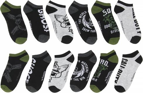 Bioworld Call Of Duty Men's Modern Warfare Black Ops Video Game No-Show Ankle Socks 6 Pair Pack, Multicolor, 8 in Saudi Arabia