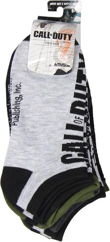 Bioworld Call Of Duty Men's Modern Warfare Black Ops Video Game No-Show Ankle Socks 6 Pair Pack, Multicolor, 8 in Saudi Arabia