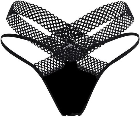 RUOKEXIN Women's Black Charming Cutout Lace Thong No Show Ladies Stretch T-back Sheer Floral Soft Low Waist Sexy Underwear(L Size) in Kuwait