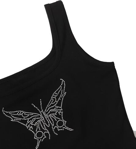 Verdusa Women's Square Neck Sleeveless Rhinestone Butterfly Tank Crop Top in Saudi Arabia