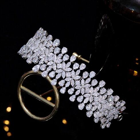Aoligrace Cubic Zirconia CZ Wedding Tall Tiaras and Crowns Crystal Bridal Headpiece Pageant Hair Accessories for Women HG0019 (Gold) in Saudi Arabia