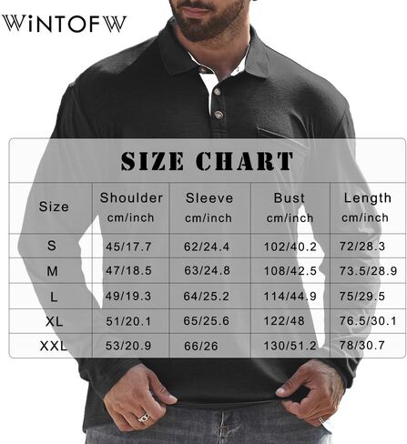 Men's Long Sleeve Polo Shirts with Pocket, Casual Classic Button Basic Solid Color Patchwork Tees Stylish Tops in Kuwait