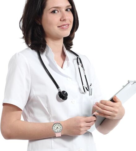 ساعة ممرضة تناظرية مقاومة للماء من VAVC للممرضات والطلاب والمهنيين الطبيين والنساء والرجال، مع قرص مضيء سهل القراءة، توقيت عسكري، عقرب ثانوي و24 ساعة، سوار سيليكون مريح. in Kuwait