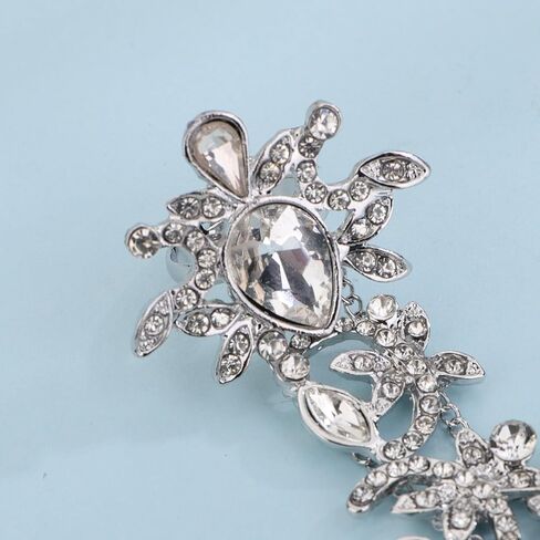 Denifery Rhinestones Finger Ring Bracelet Hand Chain Bracelets with Ring Slave Bracelets Boho Bangle Bracelets Wedding Hand Harness Hand Accessories for Women and Girls in Kuwait