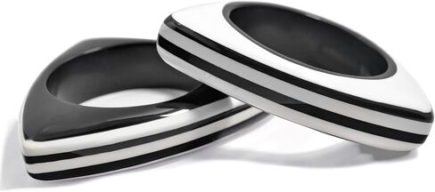 مجموعة بيانكو إي نيرو من بيور هاندز - سوار مخطط مصنوع يدويًا بتصميم حمار وحشي باللونين الأسود والأبيض للنساء (2.6 بوصة) in Kuwait