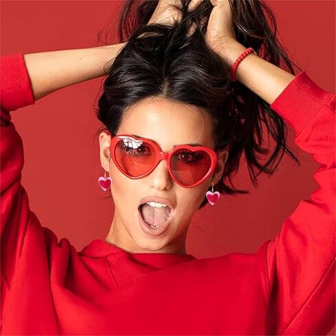 coadipress Pink Love Heart Valentine's Day Hoop Earrings for Women Fashion Statement Earring Heart Dangle Earrings Pink Earrings Valentine's Day Gifts in Kuwait