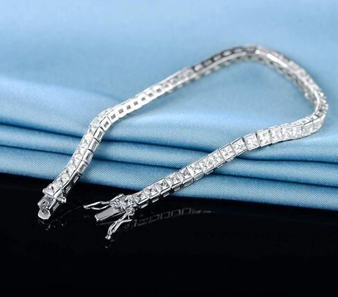 Gemsme White Gold Plated Square Bracelet for Women Classic Hypoallergenic 3.0mm Cubic Zirconia Tennis Bracelets 6.0/6.5/7.0/7.25/7.5/8.0 Inch in Kuwait