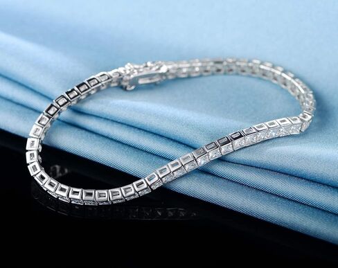 Gemsme White Gold Plated Square Bracelet for Women Classic Hypoallergenic 3.0mm Cubic Zirconia Tennis Bracelets 6.0/6.5/7.0/7.25/7.5/8.0 Inch in Kuwait